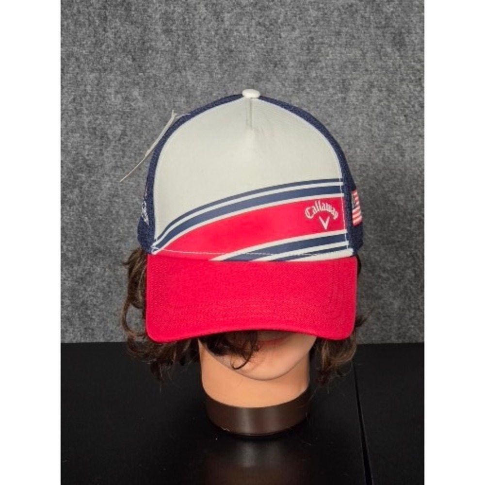 Callaway Golf Hat Cap USA Flag Logo Red White Blue Mesh Adjustable Oudoor Casual